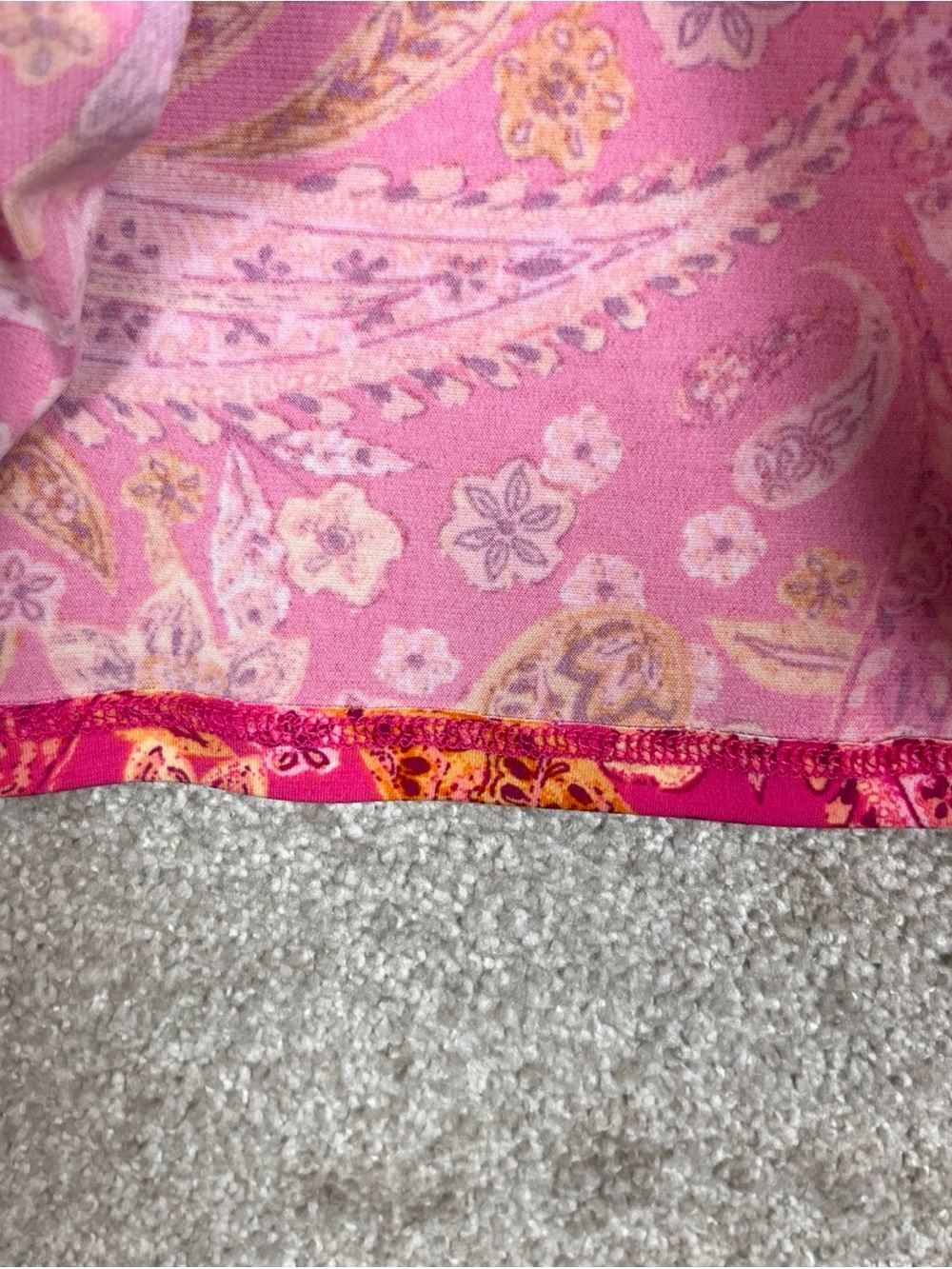 Cece Blouse Womens Medium Pink Orange Floral Paisley Stretch Pullover- 4857 - Picture 4 of 10